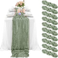 10 Pack Cheesecloth Table Runner 35 x 120 Inch, Sage Green by REWOMC