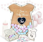 Baby Shower Guest Book Alternative Onesie Wooden Keepsake Gender Reveal by Handmade