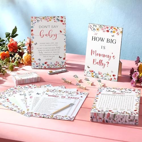 Funnymoom 426 Pcs Baby Shower Games Wildflower Girl, 8 Game Activities - Image 2