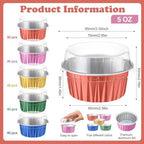 200 Pack Aluminum Cupcake Liners with Lids,Multicolor,Plain - Image 3