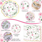 400 Pcs Sage Green Plate and Napkin Party Supplies, Pink, Grace - Image 2