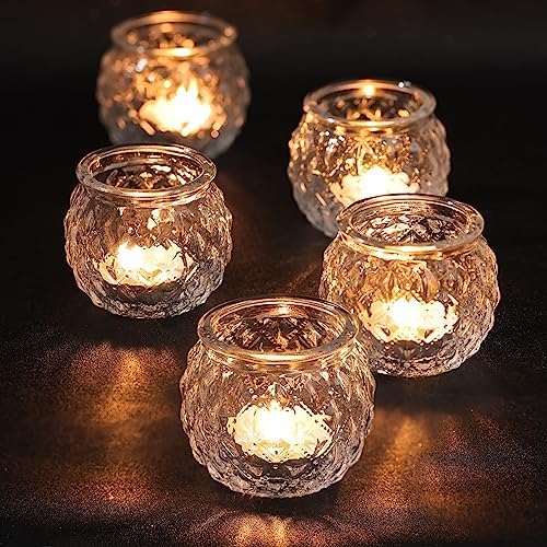 DARJEN Clear Votive Candle Holders Set of 24- Round Glass Candle Holders Bulk for Tea Light Candle, Diamond Texture Candle Votives for Wedding Centerpiece, Living Room & Home Table Decor (Pack of 3) - Image 3