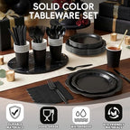 350 Pcs Black Decagonal Disposable Party Plates & Napkins Set - Image 6