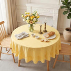 Eternal Beauty Gingham Ruffled Tablecloth Butter Yellow White 90 Round Fall - Image 4