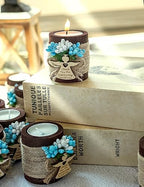Ju's Favors Wooden Candle Holders Set of 10 for Baptism Favors for Guests, Christening Party Favors. (Dark brown - blue) - Image 5