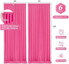 Hot Pink Backdrop Curtain 6 Panels-Wrinkle-Free Polyester Photography Drapes for Wedding Party Photo Background Decorations- 24 X10FT (Hot Pink) - Image 3