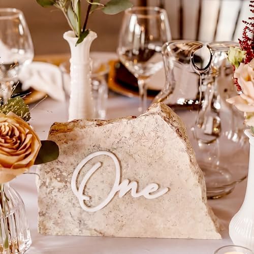 24 Pcs White Acrylic Cursive Wedding Table Numbers 1-24 by Unknown