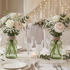 6 Pack Mason Jar Vases for Centerpieces, Green Glass Flower Vase - Image 5