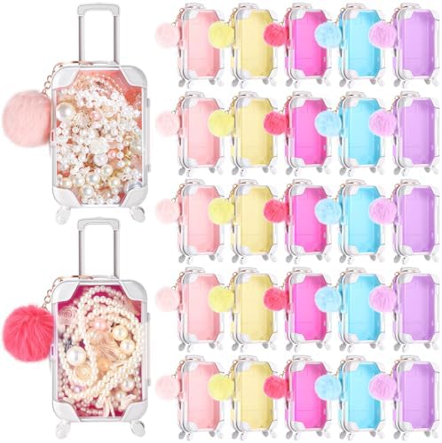 VioraWhite 50 Pcs Mini Suitcase Empty Box and Plush Ball Set, Multicolor by VioraWhite