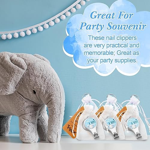 50 Sets Bottle Openers Baby Shower Return Favors for Guest Nail Clipper Bottle Opener Decorations with Thank You Tags Organza Bags for Baby Shower Gender Revel Party Souvenirs(Cute Elephant) - Image 5