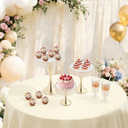 3pcs Round Mirror Cake Stands, Metal Cupcake Display Stand with Crystals, Dessert Pedestal Cupcakes Dessert Cheese Display Plates for Wedding Birthday Party for Baby Shower Home Decor - 15/11/8 Inch Tall (Gold) - Image 3
