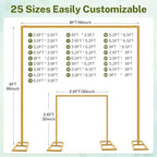 8FT x 8FT Backdrop Stand Kit - Gold Portable Adjustable Stand,Square Metal Arch Party Frame for Wedding/Baby Shower/Birthday Parties/Banquet - Image 4