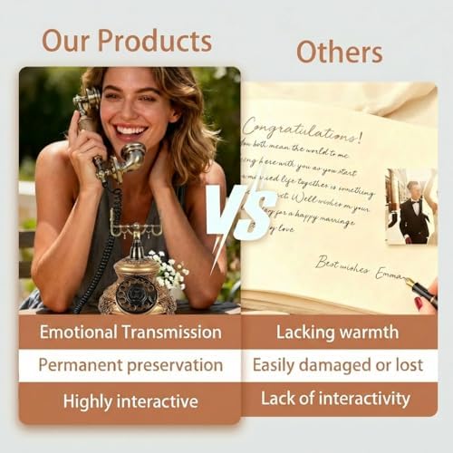Retro Audio Guest Book Wedding Phone, FESTRING Audio Guestbook, Golden - Image 2