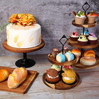 Weysat 4 Piece Wooden Cake Stand Set Wood Dessert Stand, 2 Tier and 3 Tier Rustic Cupcake Stands, Cup Cake Tower, Dessert Display Tray for Baby Shower, Wedding, Birthday Tea Party, Farmhouse Decor - Image 5