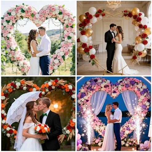 6.6 FT Heart Arch Stand, Balloon Arch Stand Kit with Base - Gold Heart Shaped Wedding Arch Frame for Proposal, Valentine‘s Day Backdrop, Birthday, Baby Shower Decor（Gold） - Image 3