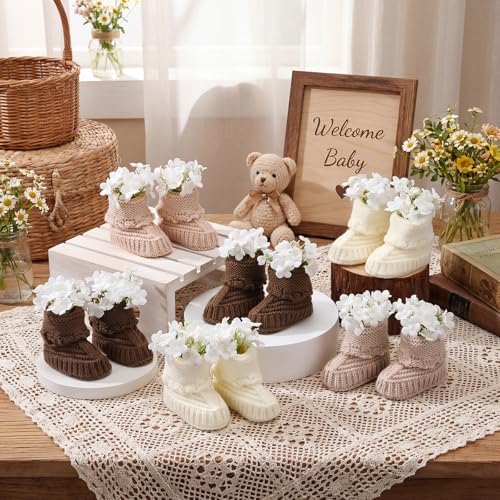 Wesiti Baby Shower Knit Booties Centerpieces, 31 Pcs, Brown, Khaki, Beige - Image 2