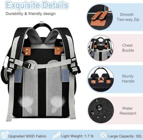 SHITIESHOU Diaper Bag Backpack Baby Bag for Mom Dad with Changing Pad, 19 Pockets, Large Waterproof Travel Baby Girl Boy Toddle Diaper Bag with Insulated Pocket, Baby Shower Gifts, Black - Image 6