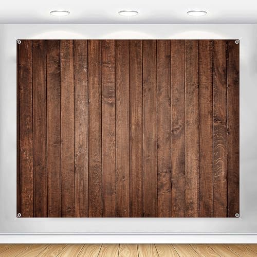 Wood Backdrop 10x8ft Brown Wooden Rustic Floor Panel Board Fabric Background Baby Shower Birthday Wedding Decorations Banner Large Polyester Western Barn Party Wall Decor Photo Props by Unknown