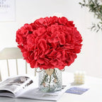 AVIVIHO 105Pcs Red Fake Flowers Hydrangea Artificial Flowers Bulk (Not Squished, No Steaming Need) Silk Flowers with Stems for Wedding Decor,Home,Baby Shower,Table Centerpieces Decoration - Image 2