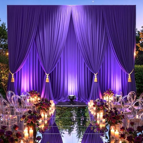 50x10FT Backdrop Curtains with Rod Pockets - Wrinkle Free Photo Stage Backdrop 10 Panels Curtains Drapes for Photography Wedding Party Baby Shower Decorations (Purple) - Image 7