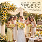 Tigeen 24 Bundles Peonies Artificial Flowers Faux Roses, Light Yellow - Image 5