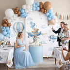 3PCS Teddy Bear Arch Backdrop Cover 4ft 5ft 6ft Vintage Airplane Party Decorations Blue Pilot Spandex Stretch Arch Stand Cover Hot Air Balloon Photo Background for Baby Shower Wedding Birthday Decor - Image 6