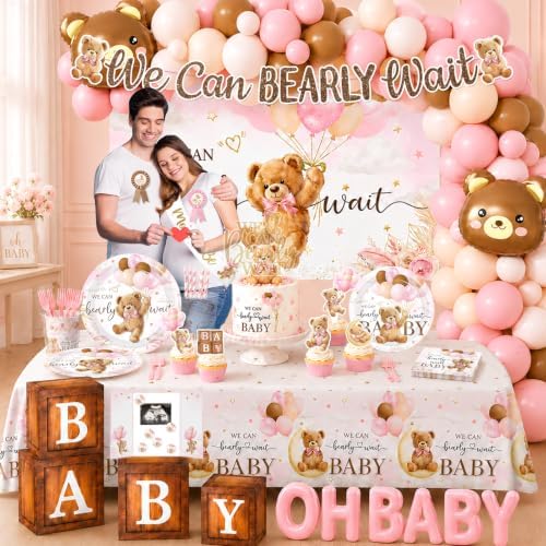 Pink Bear Baby Shower Decorations for Girl Bear Bear Theme Party Supplies - Image 2