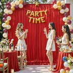 10x10ft Red Backdrop Curtains Wedding Party Glitter Sequin Curtain Backdrop Fabric Shimmer Drapes Backdrop Bridal Baby Shower Birthday Christmas Photoshoot Background Photography 5x10FT，2 Panels - Image 2