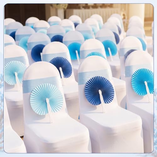 Mifoci 60 Pcs Blue 24 Pcs Round Paper Folding Fans Bulk for Party - Image 7