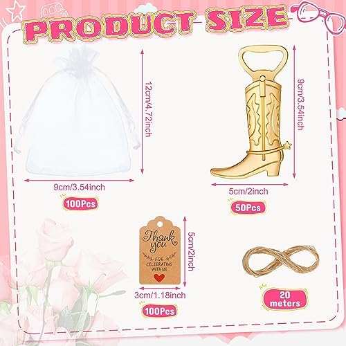 Meanplan Cowboy Boot Bottle Opener Party Favor Western Party Favor, 251 Pcs - Image 2