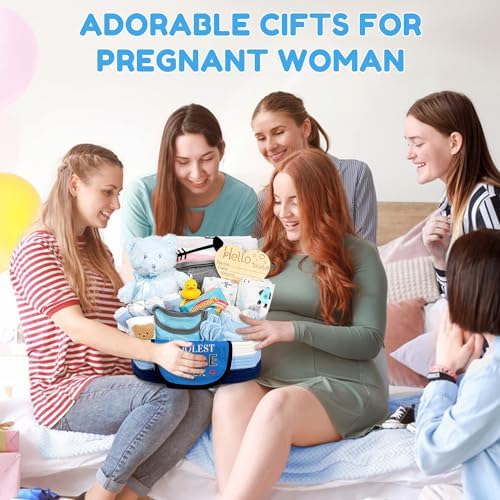 iAOVUEBY Baby Gift Set for Newborn, New Baby Boy Gift Basket, Newborn Essentials Hat Onesie Bear Toys Keepsake Blanket Infant Diaper Changing Pad Bibs, Baby Shower Gifts for Boys - Image 7