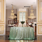 Eternal Beauty Mint Green 60x120 Inch Garden Wedding Sequin Tablecloth by EternalBeauty