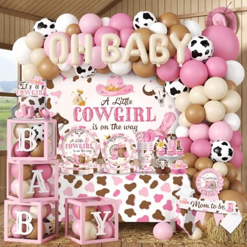 Cocomigo Cowgirl Baby Shower Decorations, Serves 25 Guests by cocomigoPartyHome