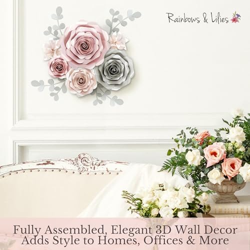 Rainbows & Lilies 3D Large Paper Flowers Decorations for Wall, Pink 10pc - Image 5