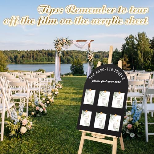 Yousoontic Wedding Seating Chart Board Display 24x18 Black Welcome Sign - Image 4