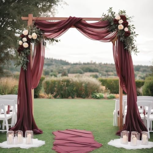 Barcelonetta | Chiffon Fabric | Decoration, Drapery Fabric | Wedding, Gender Reveal, Baby Shower, Birthday | for Arbor, Arch, Canopy, Table and Chair Decoration (Burgundy, 10 Yards) - Image 5