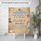 Andaz Press Wild West Cowboy Baby Shower Decorations, Personalized A Little Cowboy Baby Shower Sign, Custom Western Baby Shower Sign In Guest Book Alternative, 16"x20" Canvas Welcome Baby Shower Sign - Image 3