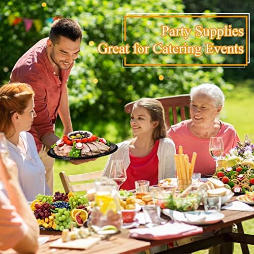 6 Pack Disposable Catering Trays with Lids for Party, 16 Inch, Black - Image 6