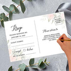 Andaz Press 56-Pack Personalized RSVP Postcards for Wedding Coral Watercolor Florals Cardstock Response Reply Cards for Bridal Shower Baby Shower Birthday Event Custom Date Return Address 4 x 6-Inch - Image 2