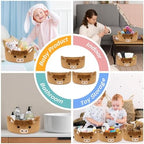 3 Pcs Oval Highland Cute Cow Basket for Nursery,Woven Rope Gift Basket - Image 6