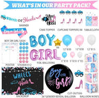 Hombae Wheels or Heels Gender Reveal Decorations, 169 PCs Boy or Girl Gender Reveal Decorations Backdrop Balloon Garland Banner Tablecloth Cake Cupcake Topper Box Cutout Poster Sash Pink Blue - Image 2