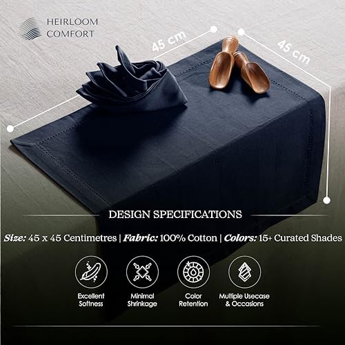 Navy Blue Cloth Napkins 18x18 Inch - Set of 12-100% Cotton, Soft, Absorbent, Washable, Reusable - Elegant Table Linen with Hemstitch Mitered Edges for Weddings, Dinner, Holiday - Image 3