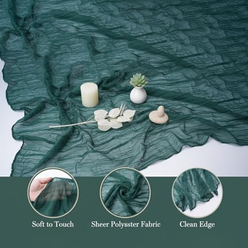 Cheesecloth Table Runner 10 Pack Sage Green and Dark Green, Boho Gauze Table Runner 10Ft 120 Inches Long for Wedding Decor, Party & Home Table Decoration - Image 6
