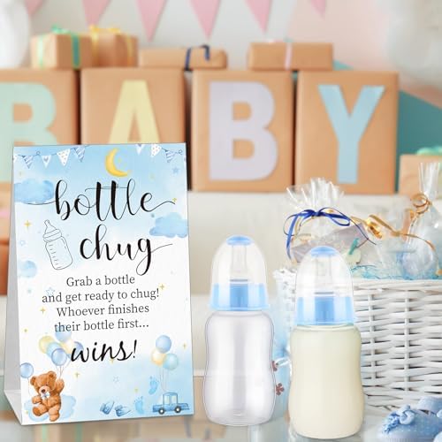 TrelaCo 20 Pcs Bottle Chug Game, Cute Bear Baby Shower Favors, Blue - Image 5