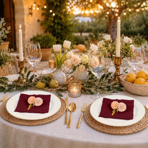60Pack Burgundy Cheesecloth Napkins Rustic Boho Gauze Napkins 20"x20" - Image 6