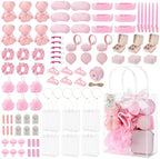 98 PCS Baby Shower Prizes for Game Winners, Pink Spa Party Favors Gifts with Sleep Masks Jewelry Box Scrunchies Claw Clips Powder Puff Gift Bags and Thank You Cards for Guests Bridal Shower (Pink) by JIETING