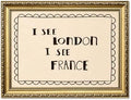 I See London I See France Wall Art Funny Bathroom Quote Wall Decor Picture Minimalist Beige Restroom Sign Poster Canvas Painting Print for Bathroom Toilet 24x16 inch Gold Framed by Unknown