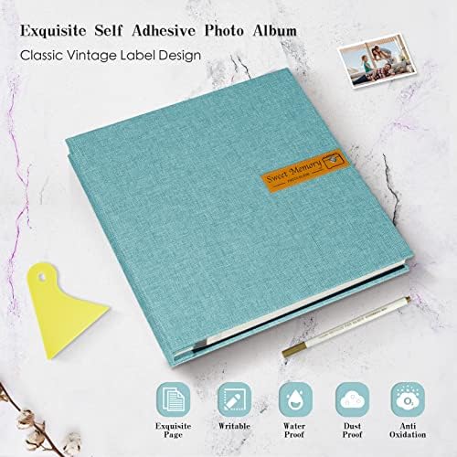 Spbapr Large Photo Album Self Adhesive Magnetic Scrapbook,DIY Scrapbook Album for 4x6 5x7 8x10 Picture,40 Pages Linen Cover Memory Book for Wedding Family Baby Pets, with Metallic Pen and Scraping - Image 4