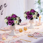 Sziqiqi Silk Rose Flower Balls for Table Centerpieces, Purple&White, 10Pcs - Image 3