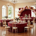 2 Pack 132inch Burgundy Round Tablecloth, Circle Stretch Table Cloths for 6 FT Tables, Wrinkle Free Round Table Skirt for Wedding Birthday Photography Party Social Events Engagement Party Decoration - Image 5